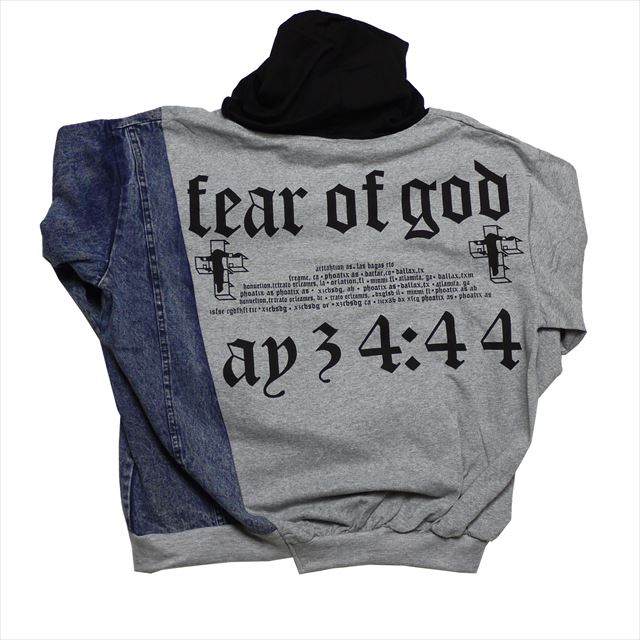 スデニム切替スウェットプルオーバーパーカー