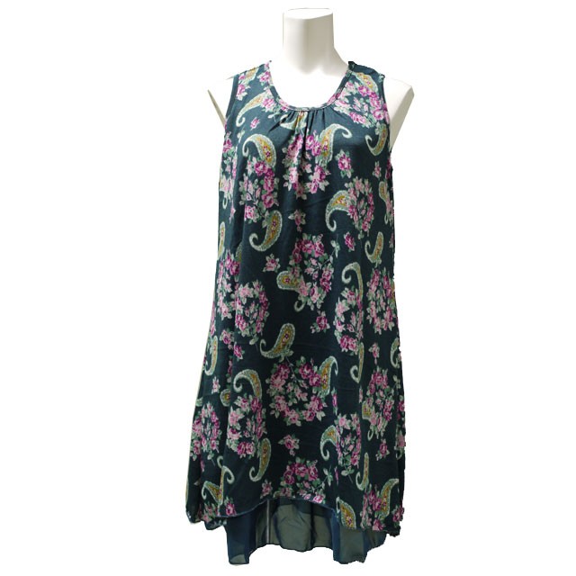 花柄ワンピース モダン クラシカル ノースリーブ チュニック 夏