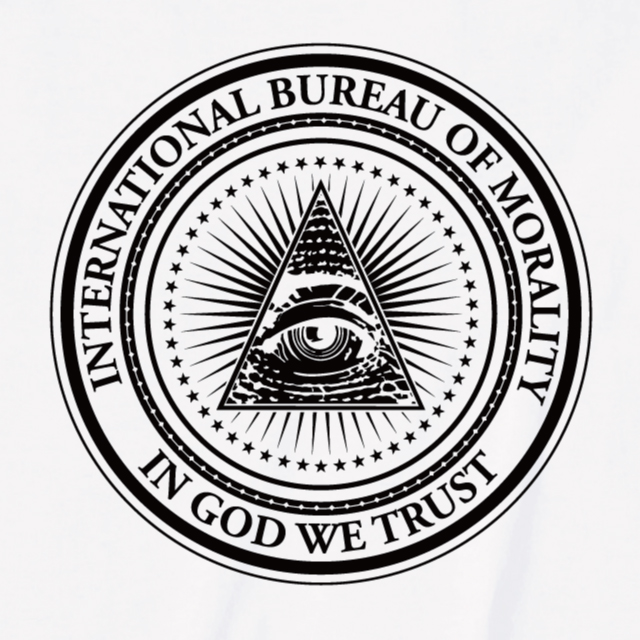 INTERNATIONAL BUREAU OF MORALITY　都市伝説　IN GOD WE TRUST フリーメイソン Tシャツ
