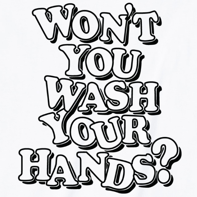 Won't you wash your hands プリントＴシャツ ロゴ ポップ 英字 デザイン