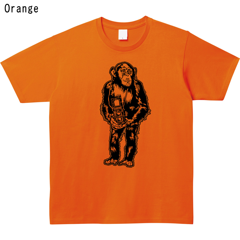チンパンジーカメラ プリントＴシャツ