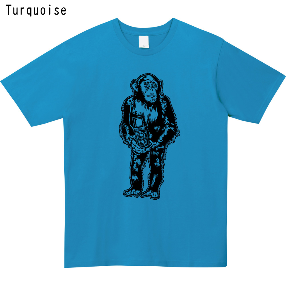 チンパンジーカメラ プリントＴシャツ