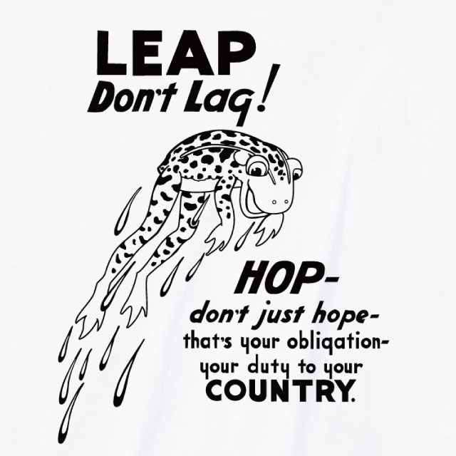 LEAP DON'T LAQ!プリントＴシャツ　カエル　ロゴ