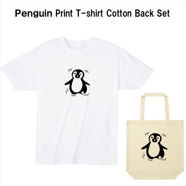 ペンギンプリントTシャツ　コットントートバック おもしろ レディース メンズ キャラクター 動物 アニマル