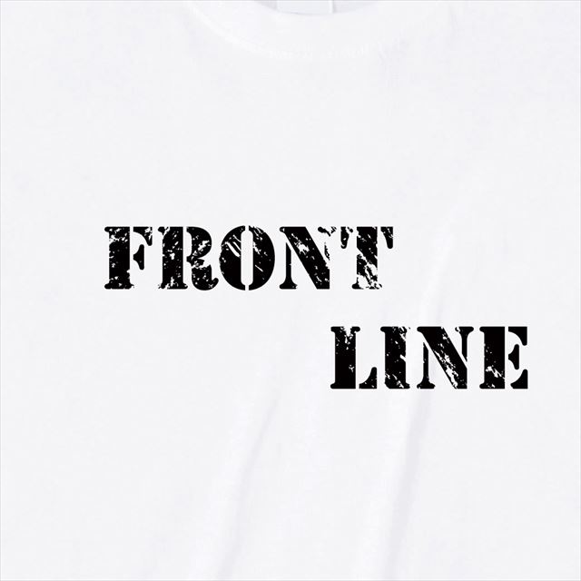 FrontLineロゴTシャツ トップス 半袖 英字 アメカジ オリジナル メンズ レディース 白 黒