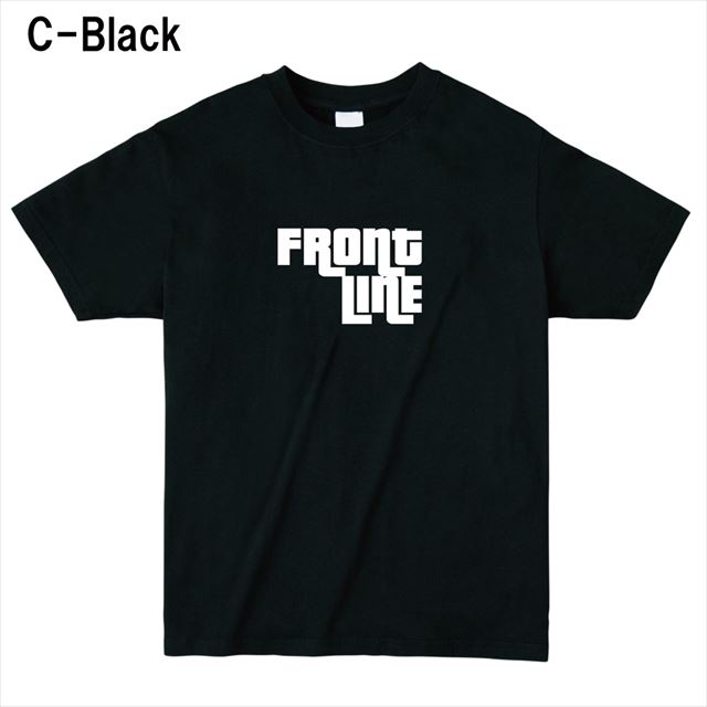FrontLineロゴTシャツ トップス 半袖 英字 アメカジ オリジナル メンズ レディース 黒