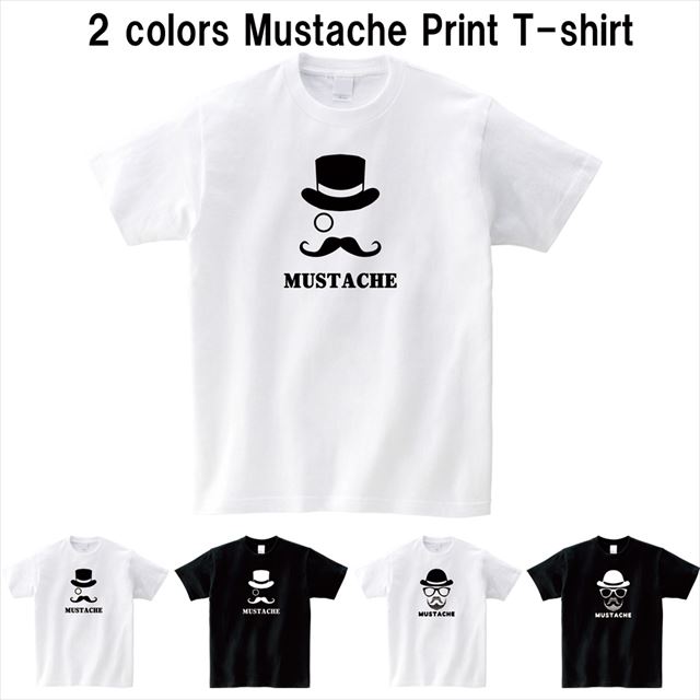 マスタッシュプリントTシャツ ロゴ アメカジ おもしろ キャラクター 半袖 トップス メンズ レディース