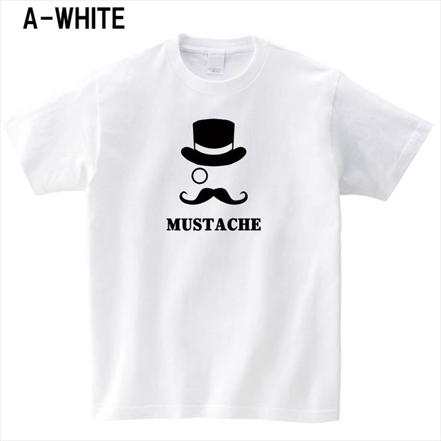 マスタッシュプリントTシャツ ロゴ アメカジ おもしろ キャラクター 半袖 トップス メンズ レディース 白