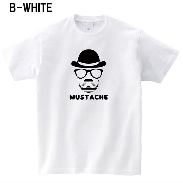 マスタッシュプリントTシャツ ロゴ アメカジ おもしろ キャラクター 半袖 トップス メンズ レディース 白
