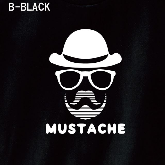 マスタッシュプリントTシャツ ロゴ アメカジ おもしろ キャラクター 半袖 トップス メンズ レディース 黒