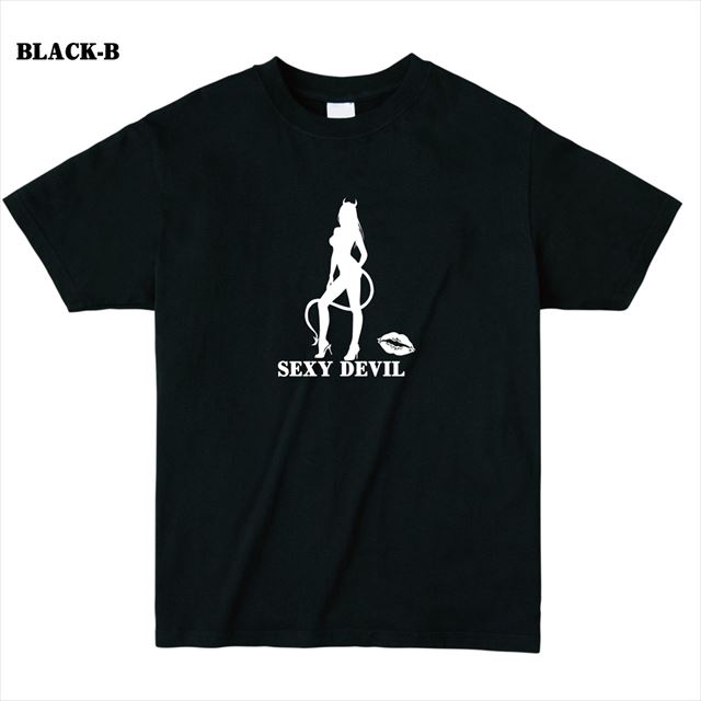 セクシーデビルシルエットプリントTシャツ トップス レディース メンズ ロゴ　大きいサイズ　黒