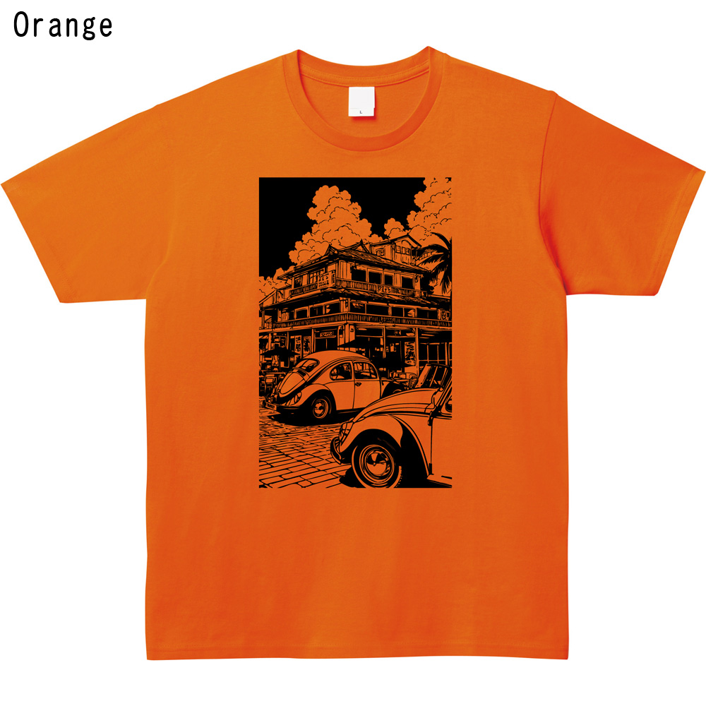 レトロ シティポップ クラシックカー イラスト プリント Tシャツ ユニセックス