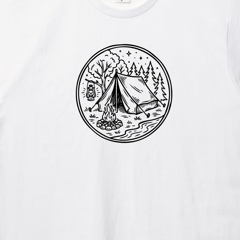 キャンプ プリントTシャツ イラスト アウトドア