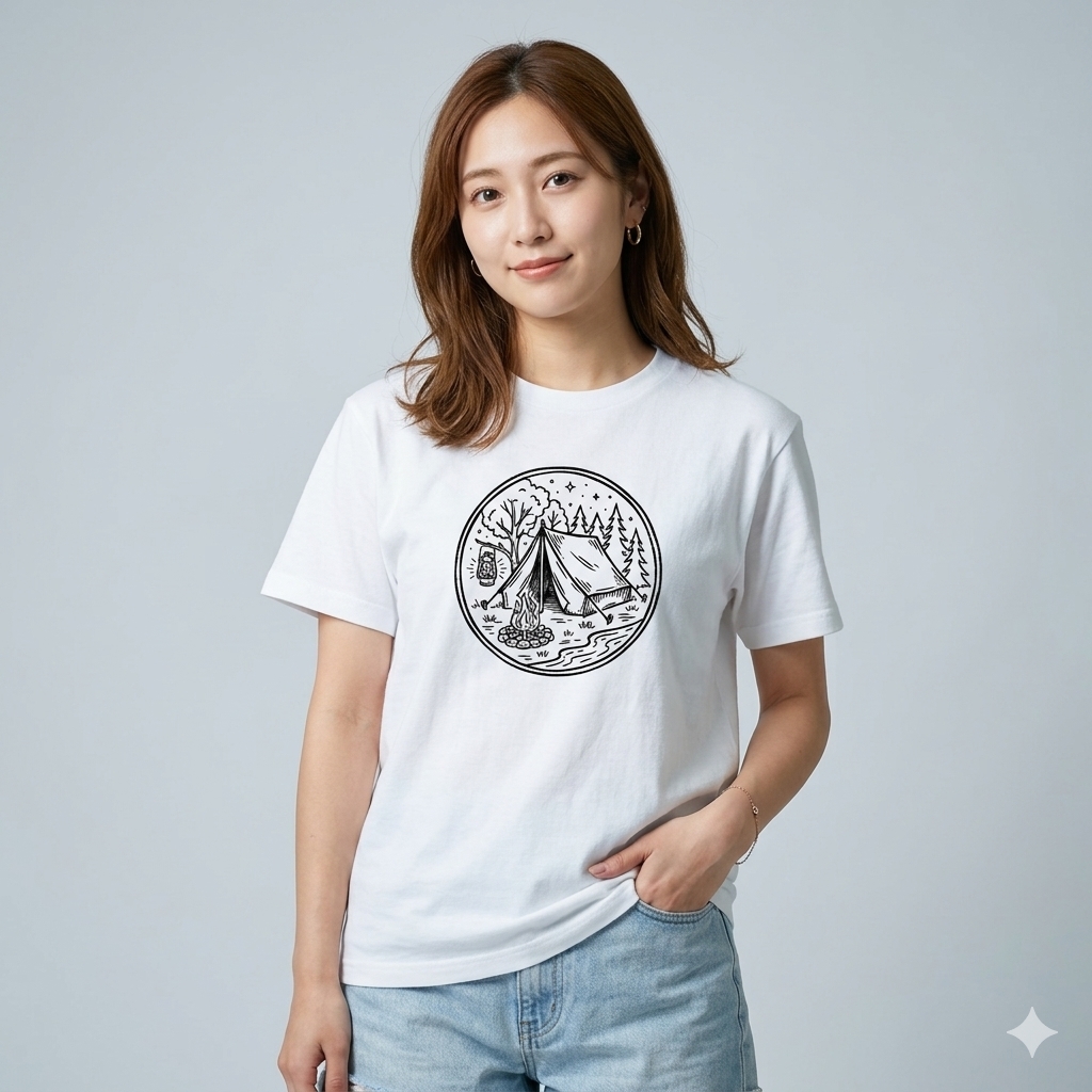 キャンプ プリントTシャツ イラスト アウトドア