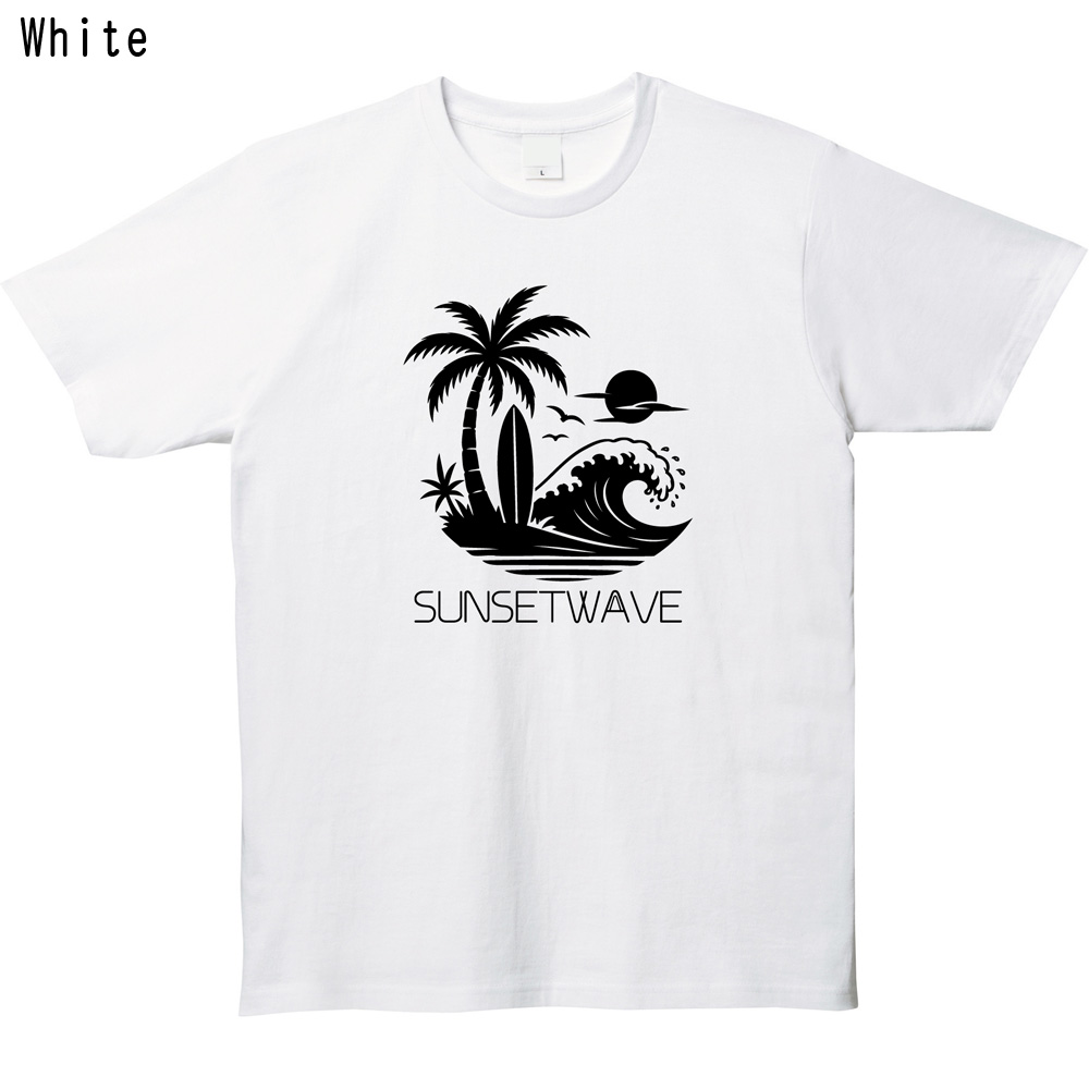 サーフ Tシャツ 夏 海 トロピカル パームツリー 夕日 波 プリントTシャツ