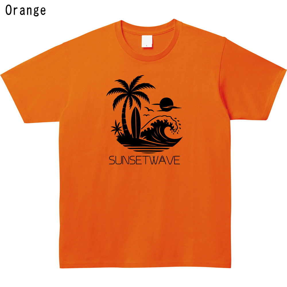 サーフ Tシャツ 夏 海 トロピカル パームツリー 夕日 波 プリントTシャツ