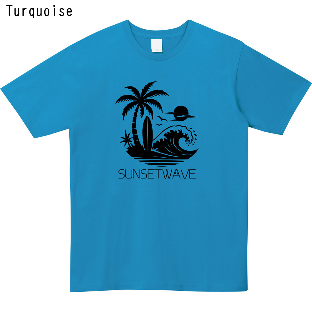 サーフ Tシャツ 夏 海 トロピカル パームツリー 夕日 波 プリントTシャツ