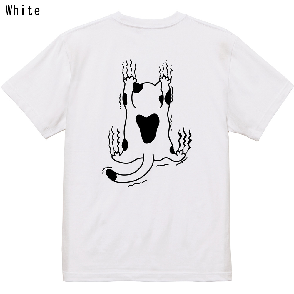 逆さま猫 バックプリントTシャツ｜シュール ねこ 動物 グラフィック