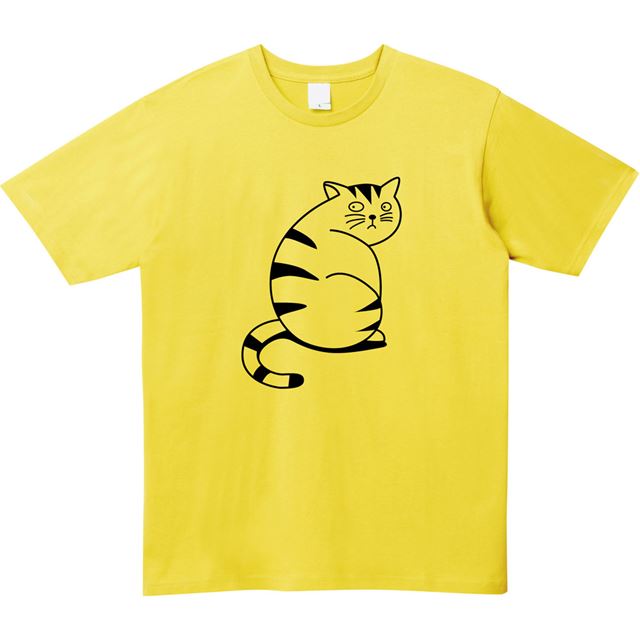 振り向くぽっちゃり猫ロゴTシャツ