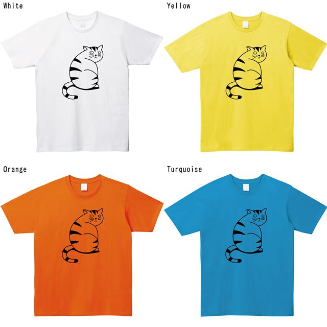 振り向くぽっちゃり猫ロゴTシャツ