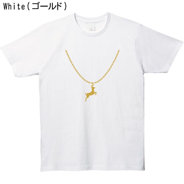 鹿ネックレスロゴTシャツ