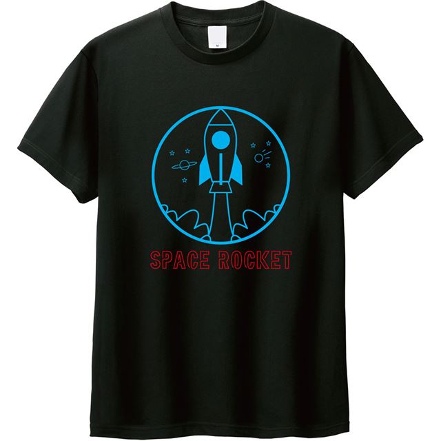 ネオン風spacerocketプリントTシャツ