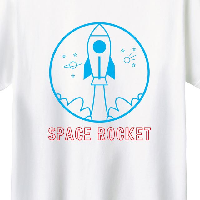 ネオン風spacerocketプリントTシャツ