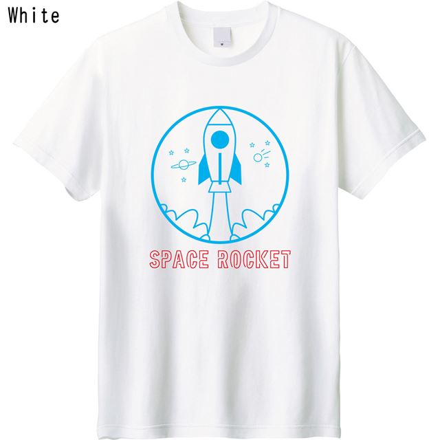 ネオン風spacerocketプリントTシャツ