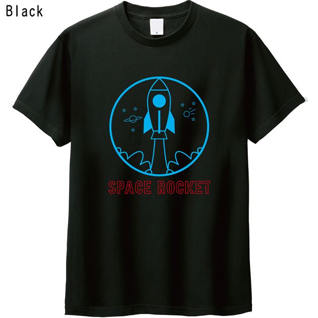 ネオン風spacerocketプリントTシャツ