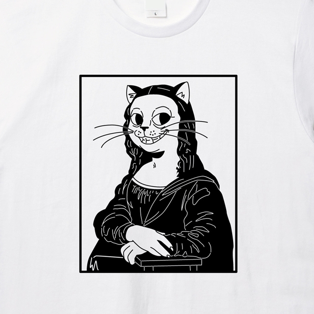 モナリザパロディプリントTシャツ