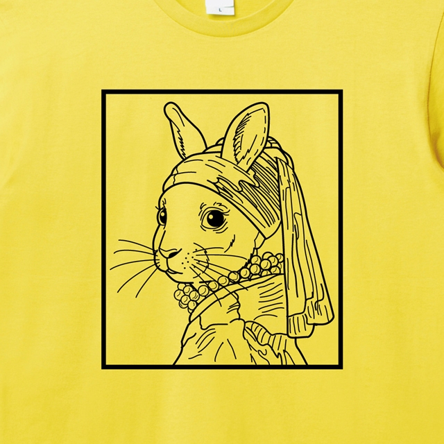 真珠の耳飾りの少女パロディロゴTシャツ