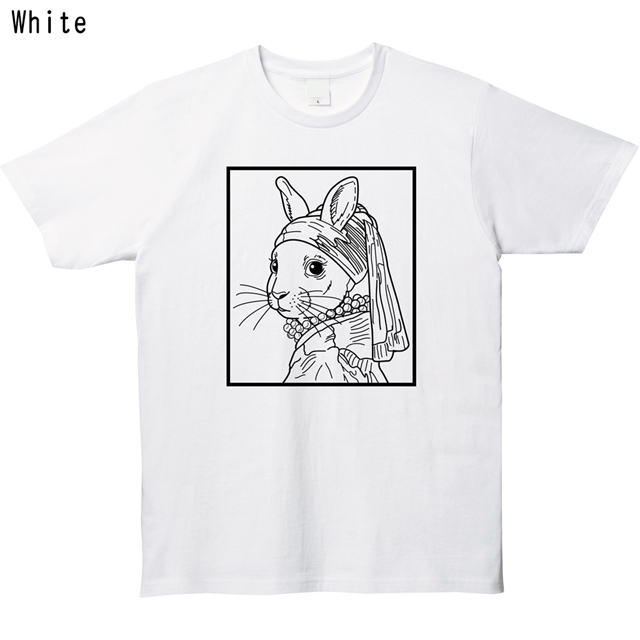 真珠の耳飾りの少女パロディロゴTシャツ