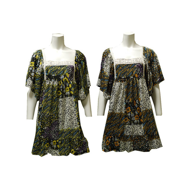 花柄シフォンワンピース　夏　レトロ　モダン　爽やか