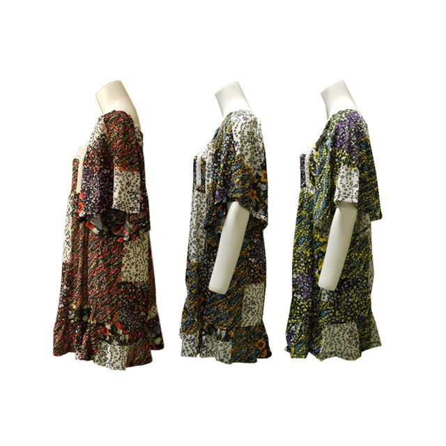 花柄シフォンワンピース　夏　レトロ　モダン　爽やか