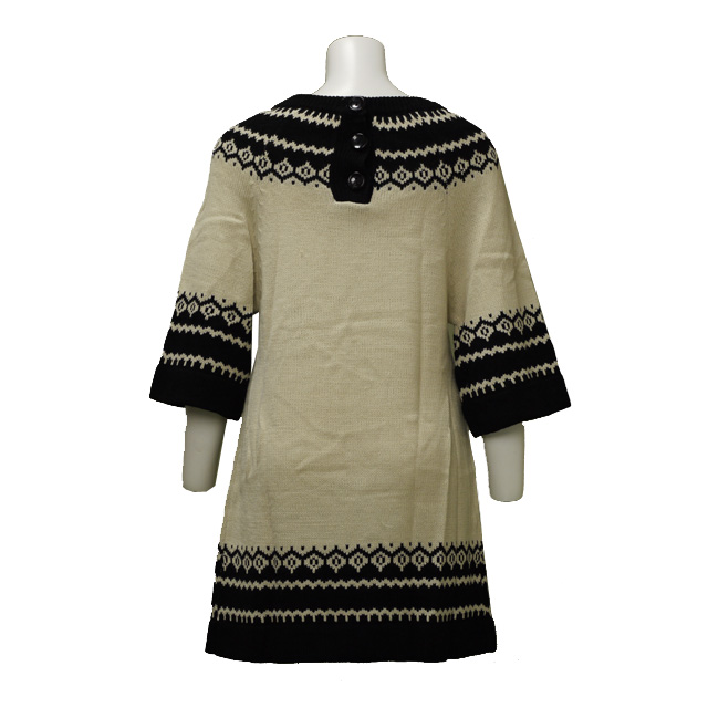 ノルディック柄ニットチュニック　フェミニン　レトロ　モダン 切り替え 秋 冬