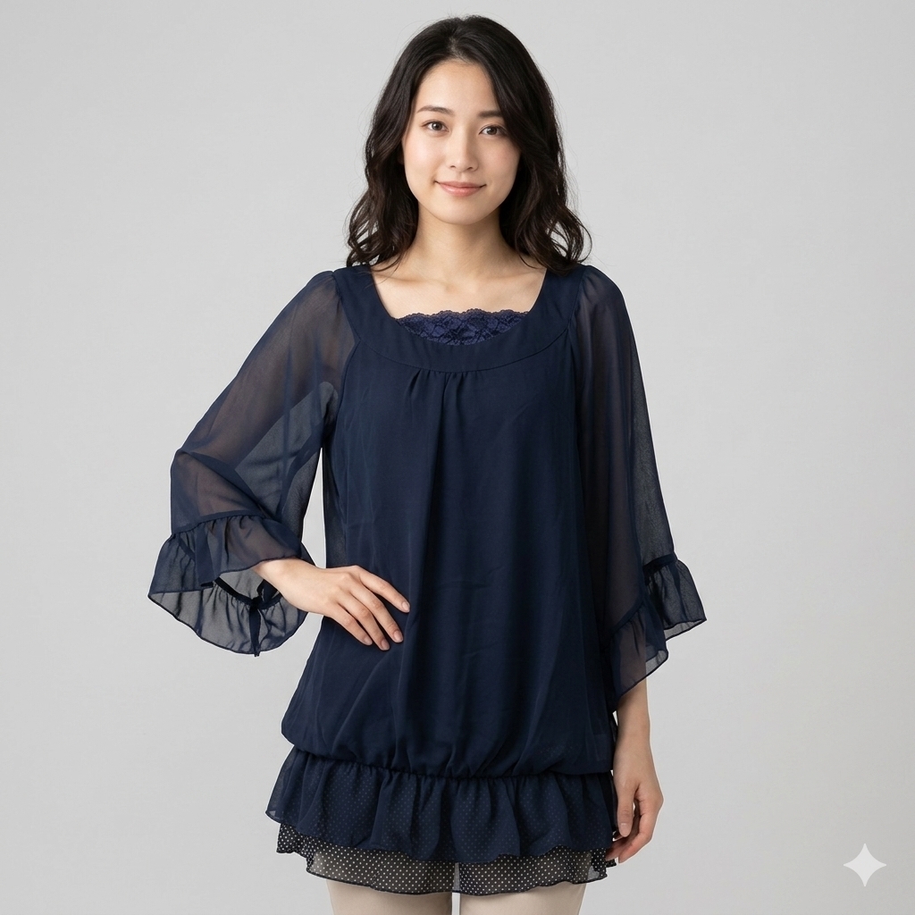 シフォン チュニック キャミソール付