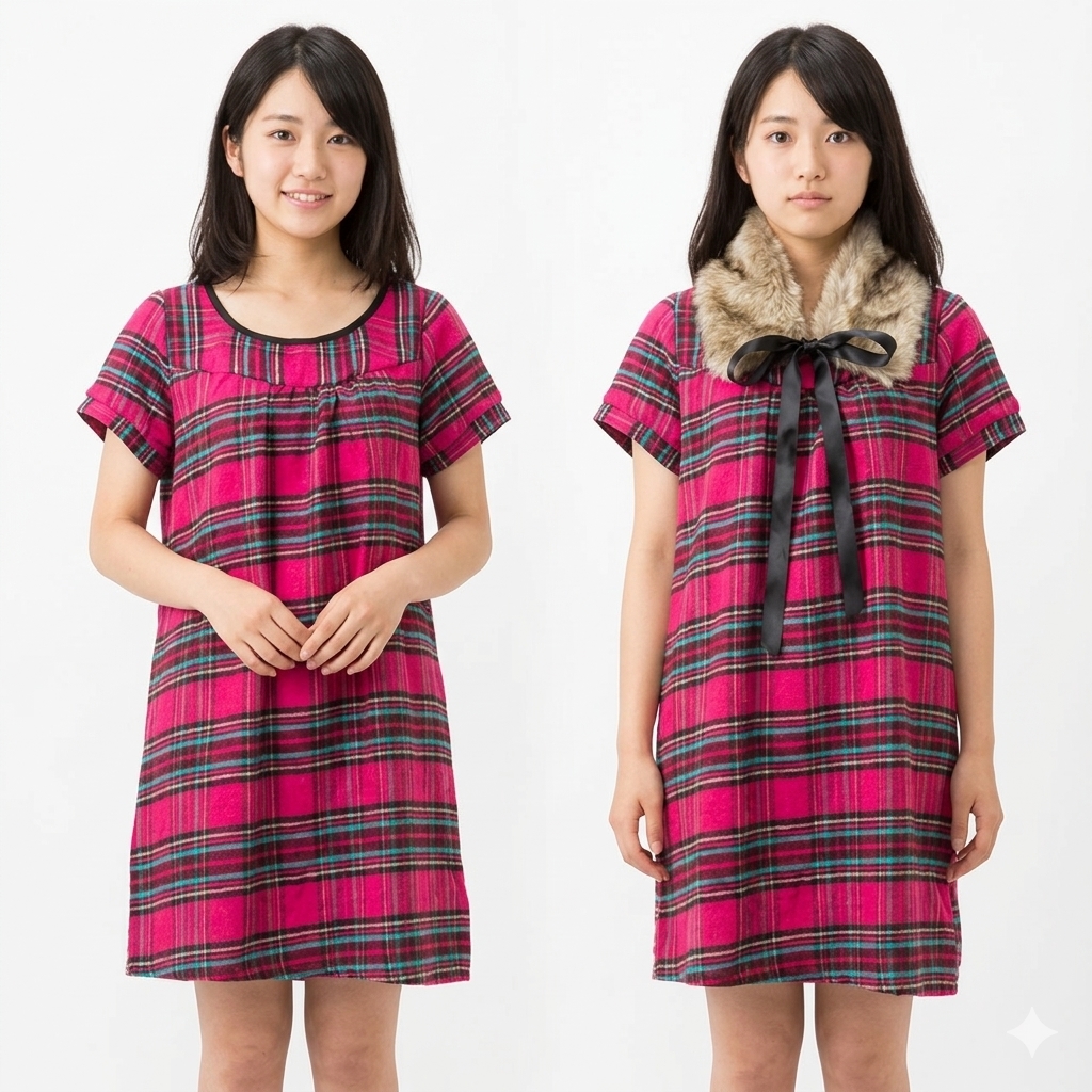 チェック柄 チュニック ワンピース
