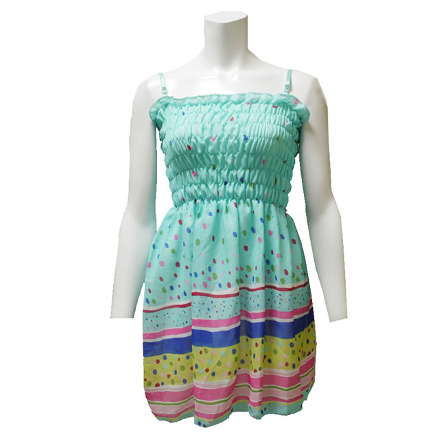 シフォンキャミソールワンピース 夏 ノースリーブ リゾート ガーリー 水玉 チュニック