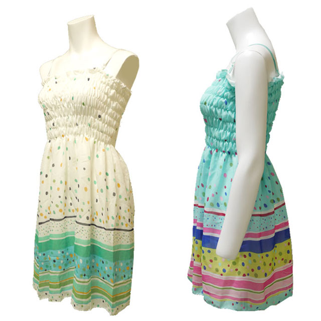 シフォンキャミソールワンピース 夏 ノースリーブ リゾート ガーリー 水玉 チュニック